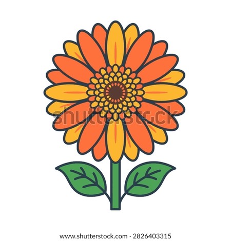 A flat vector illustration of a single gerbera daisy flower.