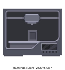 Flat vector illustration of a sleek, contemporary 3d printer, ideal for techrelated content