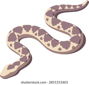Flat Vector Illustration of a Slithering Spotted Snake on White
