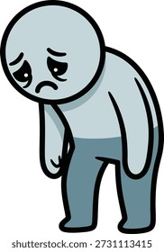 Ilustração de vetor plano de um personagem masculino cinzento caído representando depressão, exaustão emocional e esgotamento. Ideal para campanhas de conscientização sobre saúde mental, aplicativos de terapia, blogs de aconselhamento, materiais educacionais e posts em mídias sociais. Design limpo, expressivo e minimalista para adesivos, recursos digitais ou gráficos editoriais.
