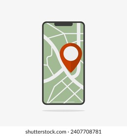 Flat vector Illustration smart phone navigation app