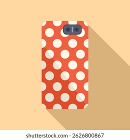 Flat vector illustration of a smartphone case with a classic red and white polka dot pattern