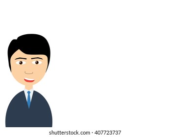 Flat vector illustration of  a smiling handsome salesman making a presentation 