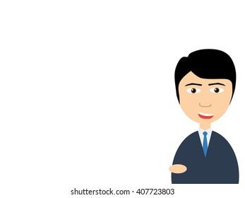 Flat Vector Illustration Smiling Handsome Salesman Stock Vector ...