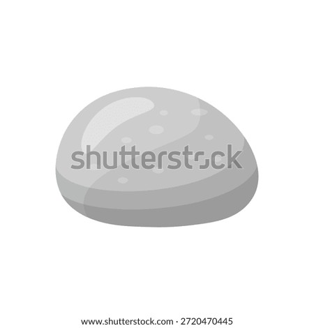 Flat vector illustration of smooth sea river stone isolated on white background