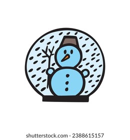 Flat vector illustration: snowball with brainless. Merry Christmas and happy new year.
