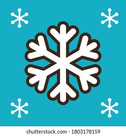 Flat vector illustration with  snowflakes. Cute icon for sticker, card, print, web or other design. Colorful Christmas image.
