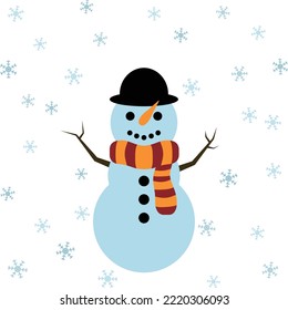 Ilustración vectorial plana de un muñeco de nieve