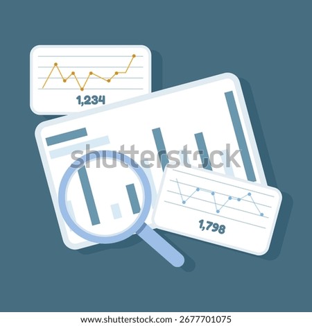 Flat vector illustration of social media analytics dashboard. Track performance, monitor trends, and analyze user journeys with insightful SMM metrics, reports, and icons for digital marketing insight