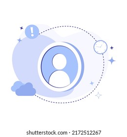 Flat vector illustration social network user avatar on abstract background. Protection, personal information and account secure on internet and authentication security concepts.