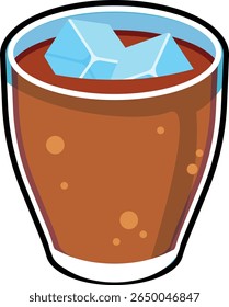 Ilustración vectorial plana de una bebida gaseosa con hielo. Bueno para el verano, bebidas frías o menús de cafetería.