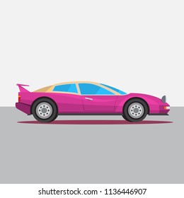 Flat vector illustration of sport car on gray background.