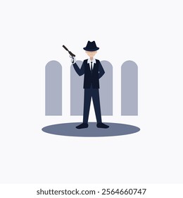 Flat Vector Illustration of Spy