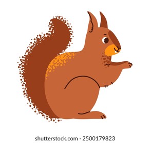 Flat vector illustration of a squirrel. Playful rodent, with its bushy tail and furry coat.