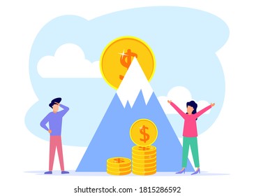 Flat vector illustration, starategy finds business advantage. Business mission, collaboration, related metaphors. Build a business from scratch.