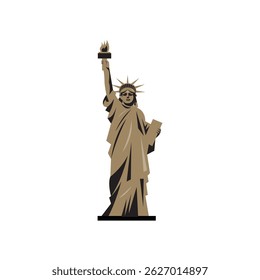 Flat vector illustration of the Statue of Liberty in a minimalist style. This artwork represents one of the most recognizable structures in the United States.