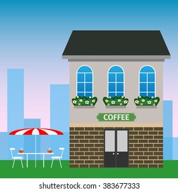 Flat vector illustration stock coffee shop