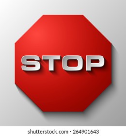 Flat Vector illustration of Stop sign