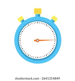 Flat vector illustration of a stopwatch showing 15 minutes. Designed with clean lines and bright colors, this timer icon is perfect for apps, websites, workout visuals, countdown displays,