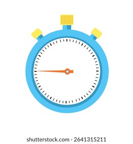 Flat vector illustration of a stopwatch showing 45 minutes. Designed with clean lines and bright colors, this timer icon is perfect for apps, websites, workout visuals, countdown displays,