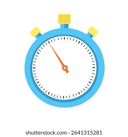 Flat vector illustration of a stopwatch showing 55 minutes. Designed with clean lines and bright colors, this timer icon is perfect for apps, websites, workout visuals, countdown displays,
