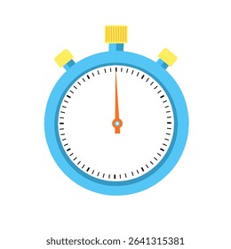 Flat vector illustration of a stopwatch showing 60 minutes. Designed with clean lines and bright colors, this timer icon is perfect for apps, websites, workout visuals, countdown displays,