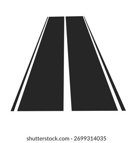 Flat vector illustration of a straight road with markings, simple and clean design perfect for travel, transport, and city infrastructure graphics