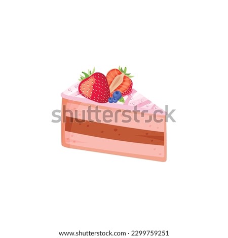 Flat Vector Illustration of Strawberry Pie Delight