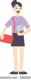 Flat Vector Illustration of Student Character. Isolated on White Background