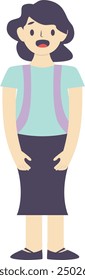 Ilustración vectorial plana del carácter del estudiante. Aislado en el fondo blanco