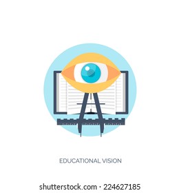 Flat vector illustration. Study and learning concept background. Distance education, brainstorm and knowledge growth,school and university subjects.Success and smart ideas, skills up. 