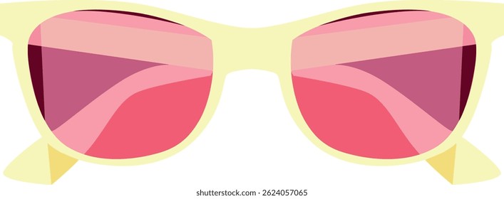 A flat vector illustration of stylish summer sunglasses with pink lenses. Perfect for vacation visuals, summer themes, or fashion-related icon sets.