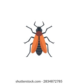 Flat vector illustration of a stylized orange beetle insect isolated on a white background.