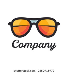 Flat Vector Illustration of Sunglasses Logo Isolated on White Background
