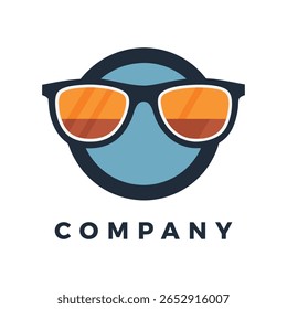 Flat Vector Illustration of Sunglasses Logo Isolated on White Background
