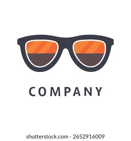 Flat Vector Illustration of Sunglasses Logo Isolated on White Background

