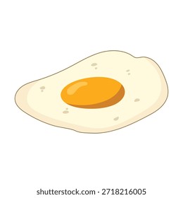 Ilustración vectorial plana de un lado soleado de huevo frito con una yema dorada brillante y clara de huevo suave. El estilo de dibujos animados simple, Formas suaves y colores cálidos hacen que esta Imagen sea perfecta para conceptos de comida, menús de desayuno, blogs de cocina, diseños de cocinas, materiales educativos, empaques, pegatinas y proyectos gráficos divertidos.
