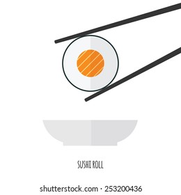 Flat vector illustration of sushi roll