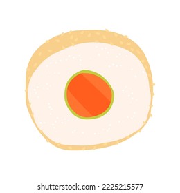 Ilustración vectorial plana de rollos de sushi. Cocina asiática tradicional. Diseño aislado en un fondo blanco.