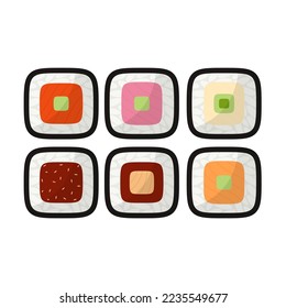 flat vector illustration of sushi rolls