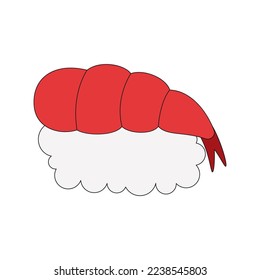 ilustración vectorial plana de sushi con gambas