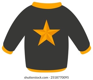 Flat vector illustration of sweater with star isolated on white background.
