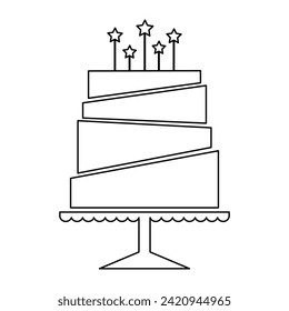 flat vector illustration of sweet birthday cake icon