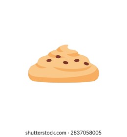 Flat vector illustration of a swirl of cookie dough with chocolate chips on white background