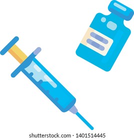 Flat vector illustration of syringe and vial