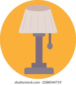 Flat Vector Illustration of a Table Lamp with Beige Lampshade