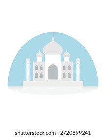 Ilustración vectorial plana del monumento al Taj Mahal en un estilo minimalista y limpio. Adecuado para conceptos de viajes, diseño turístico, proyectos culturales, materiales educativos, íconos, carteles y aplicaciones móviles o de Web.