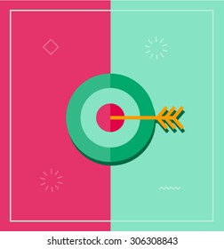 Flat vector illustration or target bulls eye with arrow