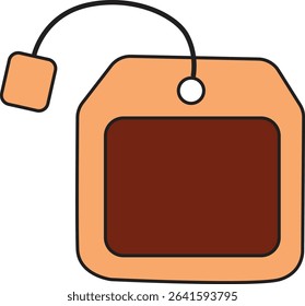 Flat Vector Illustration of Tea Bag with String and Tag for Beverage Packaging, Cafe Menu, and Herbal Drink Design Use