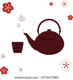 Flat vector illustration of teapot for new year